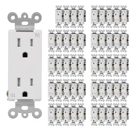 CML 15 Amp Decorator Wall Recetpacle Outlet, 50 Pack Tamper Resistant (TR) Decor Standard Electrical Outlets, 15A/125V, 2 Pole 3 Wire, UL Listed, White