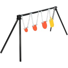 KUAFU Steel Target Stand Shooting Target System Kit w/ 3 Gong Targets + 1 Torso Target Heavy Duty, 1/2" Thick Shooting Target System Complete Kit Combination, 4'' 6'' 8'', 7''x12''