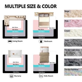 HARESLE Beige Rugs Living Room,Fluffy Soft High Pile Rugs,Non-Slip Bedroom Rug,Area Rugs for Children Room,Lounge(Beige,80×120 cm)