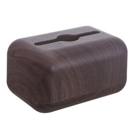 Tissue Box Cover Wood Grain Easy Refill Rectangular Stylish Elegant Napkin Box Holder for Desktop Coffee Table Black Walnut Color