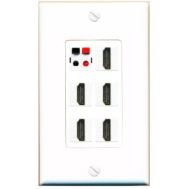 Wallplate City 6 Port 1 Gang Jack Face Cover Coupler 5 HD SPEAKER Wall Plate