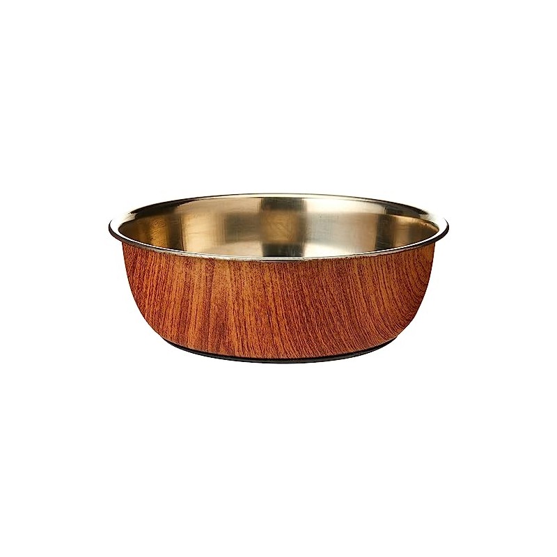 Rosewood Stylish Non Slip Wooden Effect Stainless Steel Dog bowl,