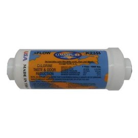 Omnipure K-Series 6"x2" Inline DI Filter, 3/8" NPT, Removes Ions & TDS, 72 GPG Capacity