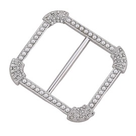 CZ Silk Scarf Square Ring Clip Pin for Women Fashion Crystal Shell Pearls Embellished Shirt Ties Clips Chic Waist Clothes Corner Slide Clasp Pin Dress Accessories Jewelry (Silvery)