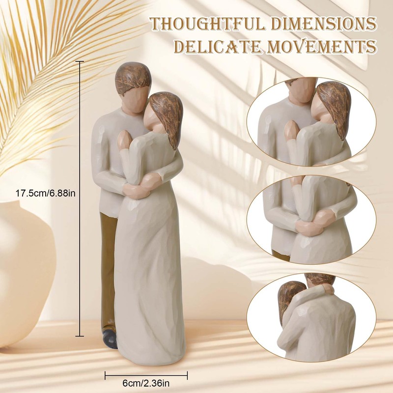 Couple Statue Wedding Gifts for Engagement, Hand-Painted Resin Protective Love