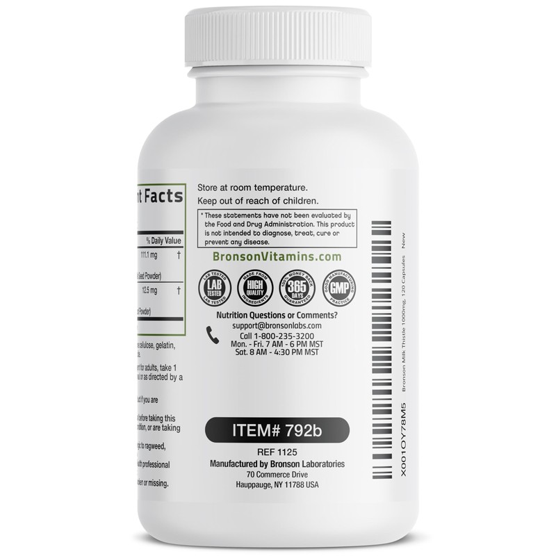 Bronson Milk Thistle Silymarin Marianum & Dandelion Extract Liver Health