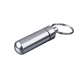 Boolavard® TM Aluminum Pill Box Case Bottle Holder Container Keychain Key Chain Key Ring, , , Silver,