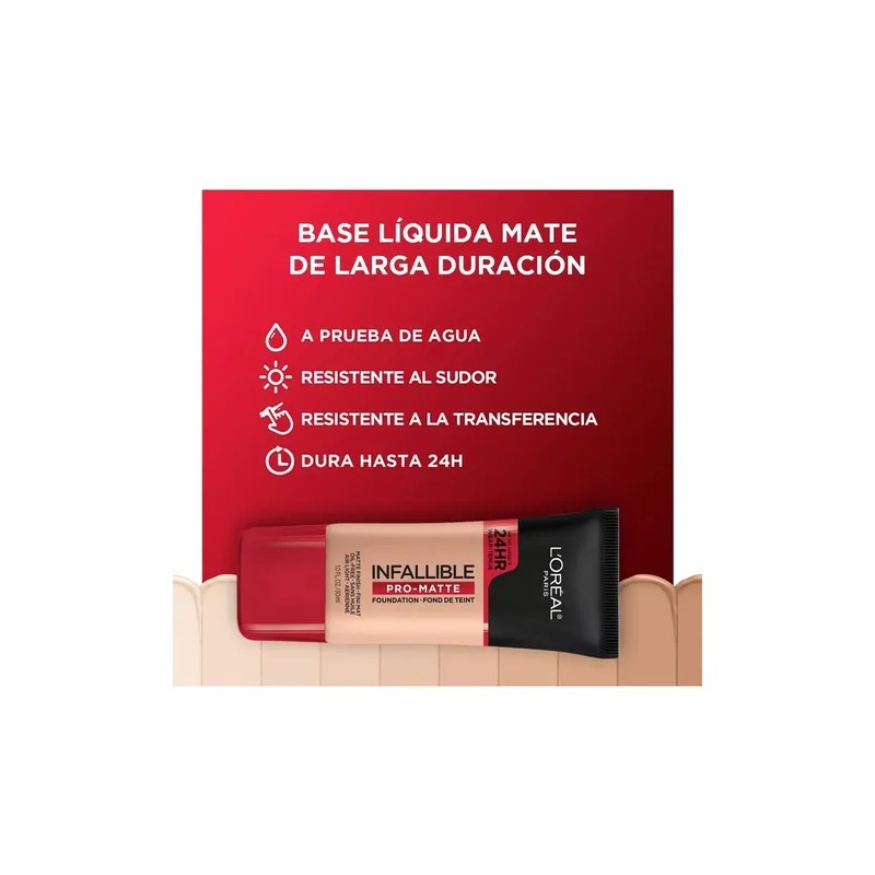 Base de maquillaje líquida L'Oréal Paris Infallible Pro-Matte 24 hrs