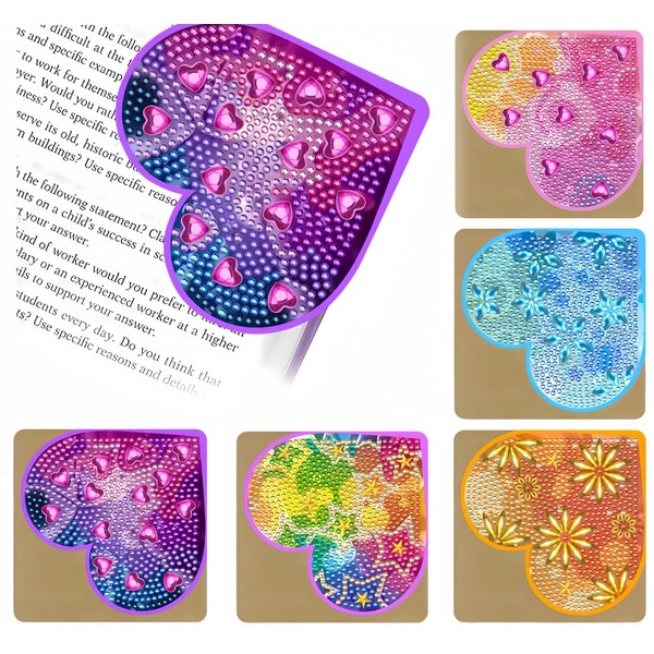 5 Pcs Diamond Painting Bookmarks Corner, Heart Corner Diamond Art