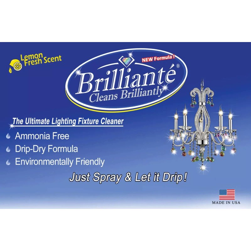 Brilliante Crystal Chandelier Cleaner Spray Bottle + 1 Gallon Refill