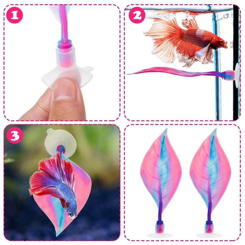 WILLBOND 2 Pieces Silicone Betta Bed Leaf Hammock for Betta