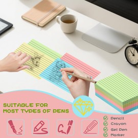 A6 Flash Cards 160Pcs Revision Cards Assorted Colours (148x105mm) Record Prompt Flashcards Index Card Coloured Ruled Notecards for Office Working School Learning