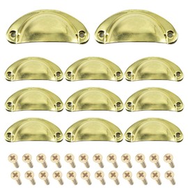 Ruidee 12 Picecs Shell Cup Handles Vintage Half Moon Drawer Pull Handle with Screws for Cabinet Cupboard Dresser Wardrobe Drawer (Gold)