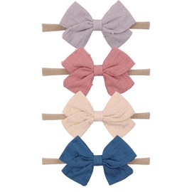 SHROMNYXIN Baby Girl Headbands Hair Bows Newborn Girl Headband Bows Toddler Hair Accessories Swiss Dot Hair Ribbons Kids Headbands Gray Pink Beige Navy