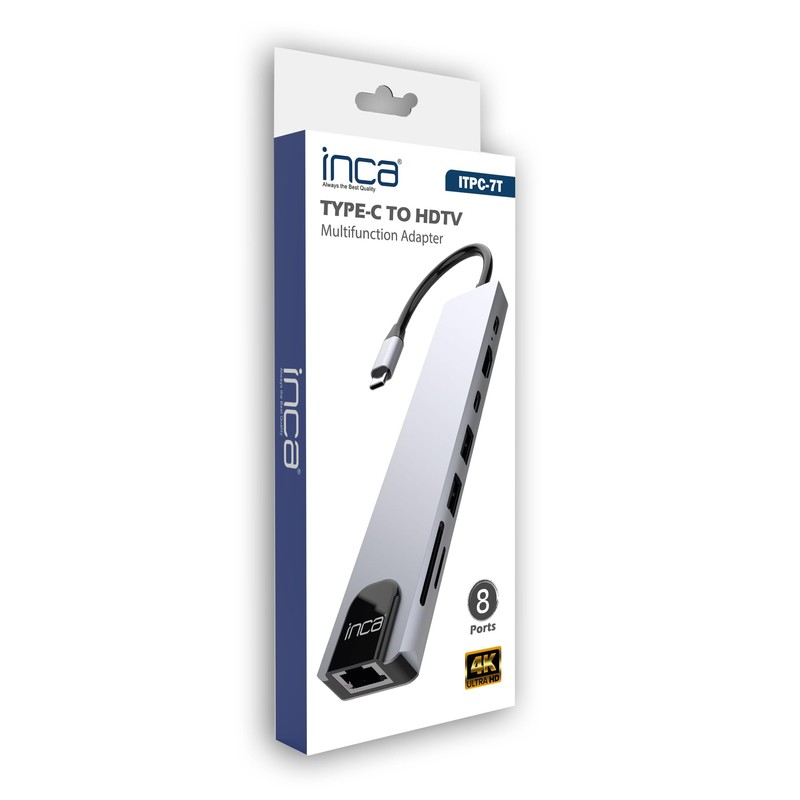 USB-C Hub 9-in-1 inca ITPC-7T - HDMI 4K, Gigabit LAN,