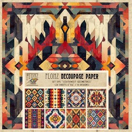 Decoupage Paper Pack (24 Sheets 6"x6") Southwest Geometrics: Bold Southwestern-Inspired Patterns with Rich Earth Tones for Rustic Crafting Projects # Vintage Styled Paper for Craft and Scrapbooking