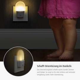 reer NightGuide Night Light for the Socket - with Twilight Sensor - Orientation Light in the Dark, Pack of 1, White