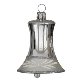 'Bell with Clapper "WANDA" Silver Hand-Blown and Hand Painted Jingle Bells Lauscha "