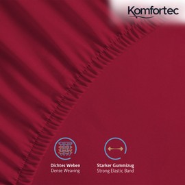 Komfortec Jersey Fitted Sheet 140 x 200 cm, 100% Cotton, Red