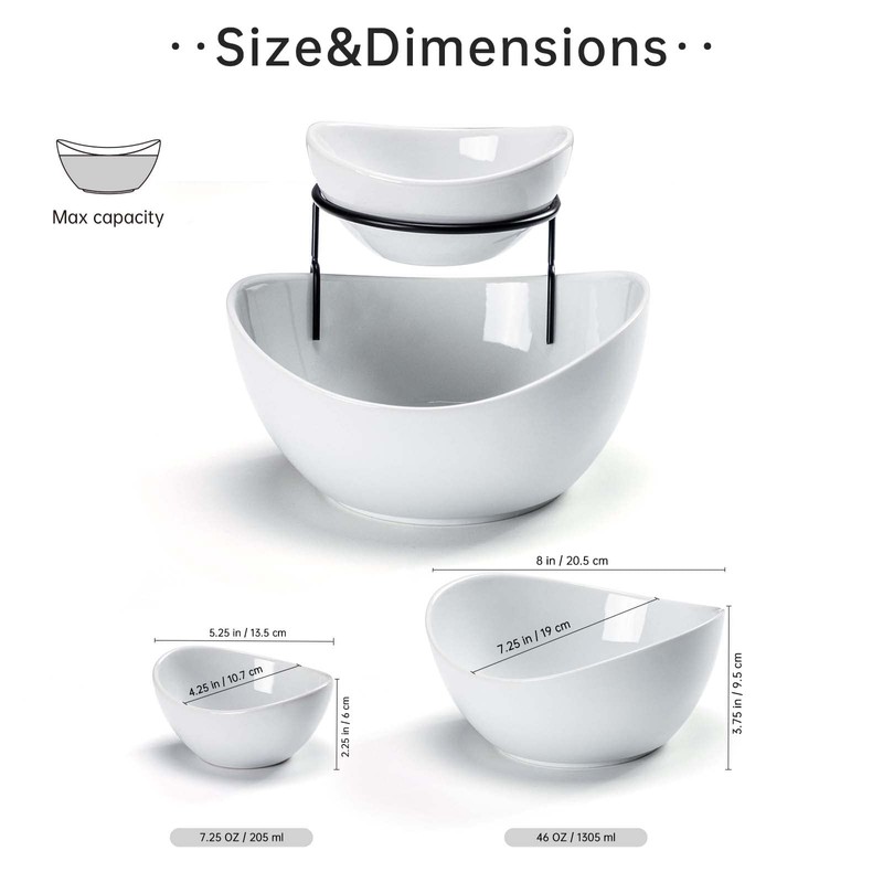 UNICASA Serving Bowls Set, 2 Tier Chip and Dip Bowls