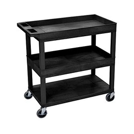 Luxor - 32" x 18" Cart - Two Tub/One Flat Shelves (EC112-B), Black