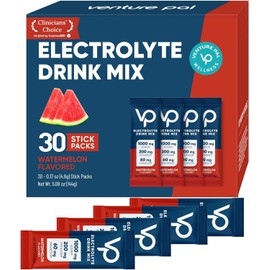Venture Pal Sobres De Electrolitos En Polvo Sin Azúcar Y Con Alto Contenido De Sodio - Sobres De Hidratación Con Sodio, Potasio Y Magnesio Cero Calorías Apto Para Veganos, Keto Y Paleo 30 Sobres