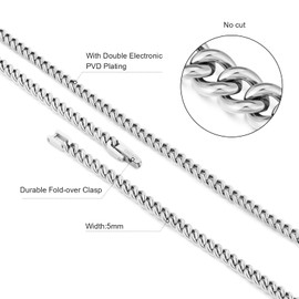 KRKC&CO Curb Chain Men's 5 mm Men's Stainless Steel 18 K Gold Plated Cuban Link Chains Women's Silver Chain Gold Chain, Gifts for Women Girls Men Boys [Length 41–61 cm], Stainless Steel
