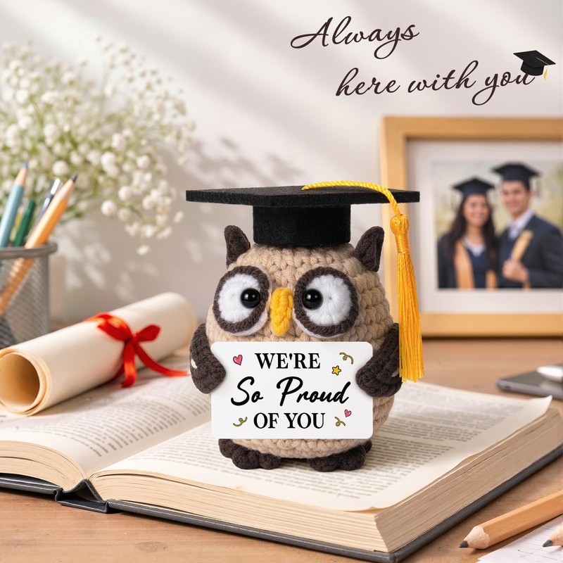 Graduation Gifts 2026, Crochet Owl with Grad Cap & Proud