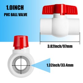 6PCS 1" PVC Ball Valve, Shut-Off Ball Valve Socket with Easy Turn T-Handles, Slip PVC Ball Valve for Water Project, Swiming Pool, Sewage Pump, Sprinkler Lines, Outdoor Plumbing & Irrigation System