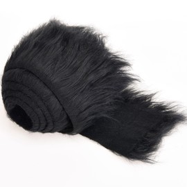 Shaggy Plush Faux Fur Fabric Precut Strips Fluffy Fuzzy Craft Fur for Gnomes Beard Hair Cosplay Costume Dwarf Decoration (Black, 2x60 inch)