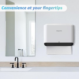 DUTYWORKS Paper Towel Dispenser Wall Mount, Multifold Paper Towel Holder Adhesive Hand Towel Dispenser for Bathroom Kitchen Commercial, White