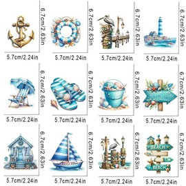 12pcs Beach-Themed UV DTF Cup Wraps Winter UV DTF Transfer Waterproof Sticker for Glass Cups Furniture Craft DIY Crafts，Rub on Transfer Stickers for DIY Water Bottle Laptop Decal Wood Car