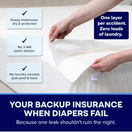 PEELAWAYS Crib-A-Peel Disposable Waterproof Crib Sheets - Super Absorbent Bedwetting Pads for Infants, Potty-Training, Spills, and More - 5 Layer 28" x 52" x 6"