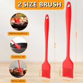 TRADYX Silicone Basting Pastry Brush, Silicone Basting Brush For Cooking Heat Resistant and One-Pieces Design, BPA-Free, Brushes Spread Oil Butter Sauce Marinades for, brush egg (2 piece) (Red)