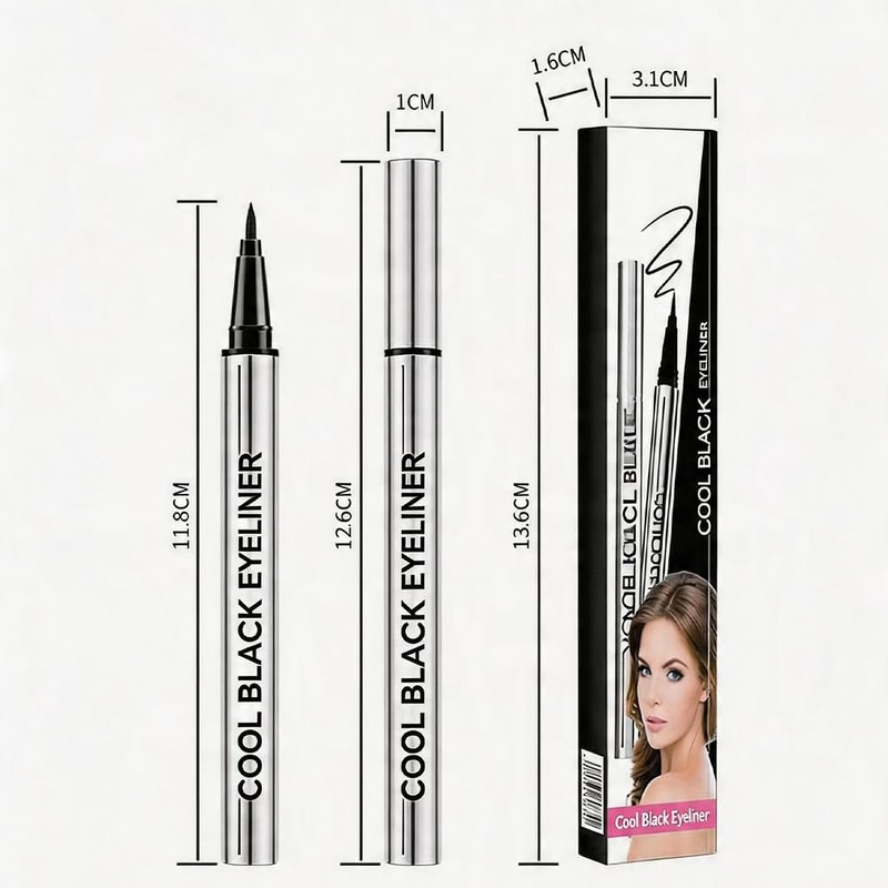 Long-Lasting Eyeliner, 24-Hour Waterproof Smudge-Proof Silky Eyeliner,Cool Black Quick Drying