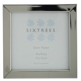 Sixtrees Elite Square Edge Silver Plated 4x4 inch (102x102mm) Photo Frame. Complete with microfibre polishing cloth.