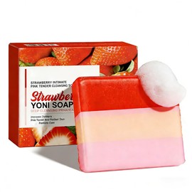 Feminine Cleansing Bar for Women, Yoni Bar, Ph-Balanced Formula, Remove Odor, Moisturize&Soften, Clean &Gentle Ingredients, Strawberry Scent, Velvety Texture for Daily Intimate Hygiene, Red