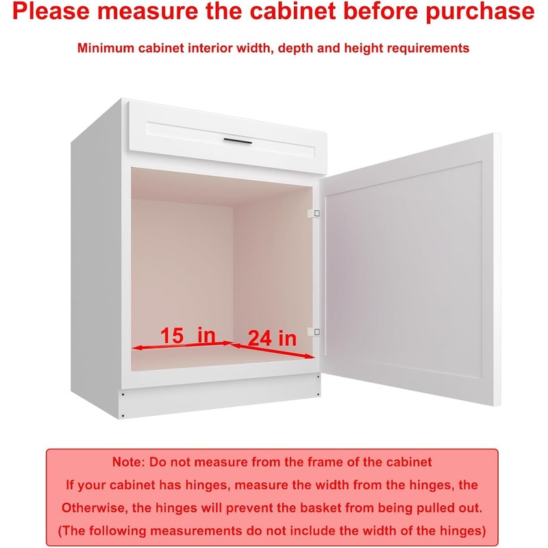 Wooden Pull out Cabinet Organizer 15" W x 21" D