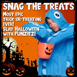 FUNZIEZ! Squid Costume -Adult Octopus Costume - One Piece Animal Pajama (Medium) Blue