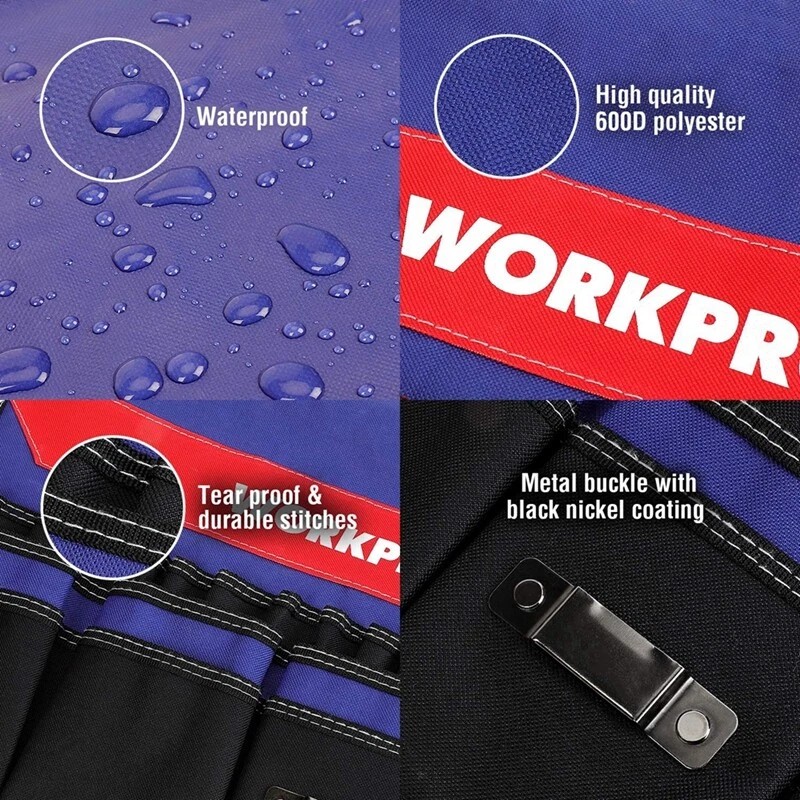 WORKPRO 5 Gallon Bucket Organizer Tote Bag 51 Storage Pocket
