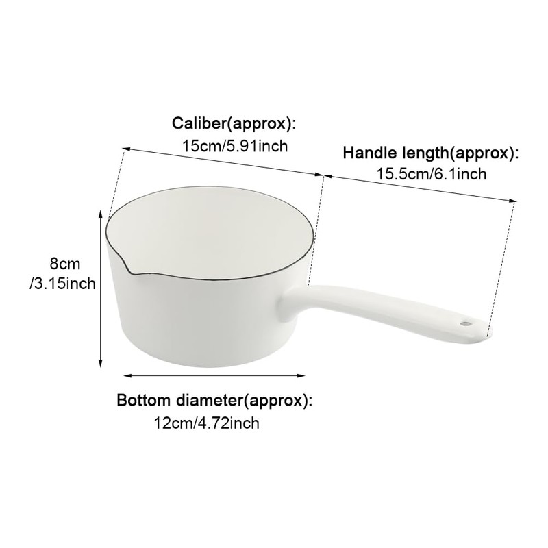 Enamel Milk Pan, 1.2L Enamel Saucepan, Mini Butter Warmer Pan