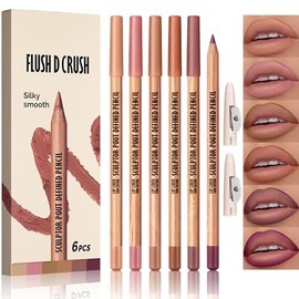 Erinde 6Pcs Lápiz Perfilador de Labios, Larga Duración y Resistente al Agua | con Punta que no se Corre ni Se Pega, Barra de Labios de Textura Cremosa y Alta Pigmentación, Fácil de Aplicar, #03