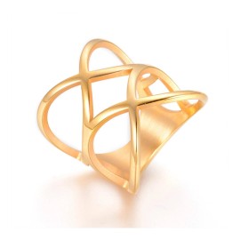 LZD 304 Stainless Steel Finger Rings Gold Size 7 17mm  A23