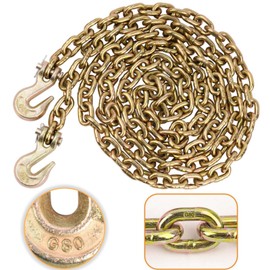 Lechansen 1/4" Tow Chain Grade 80, Transport Binder Chain 1/4 Inch × 20 FT, G80 Grab Hook Heavy Duty, 3,300 lbs Working Load Safety Logging Chains for G80 Binders Tie Down