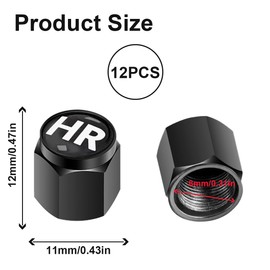 Ruayia 16 Stück Ventilkappen Auto Mit Beschriftung, Autoventil Kappe Alu Metall mit Dichtung für stabilen Reifendruck, Autoventil Kappe Ventilabdeckung Reifenventil-Kappen PKW SUV Motorrad - Schwarz