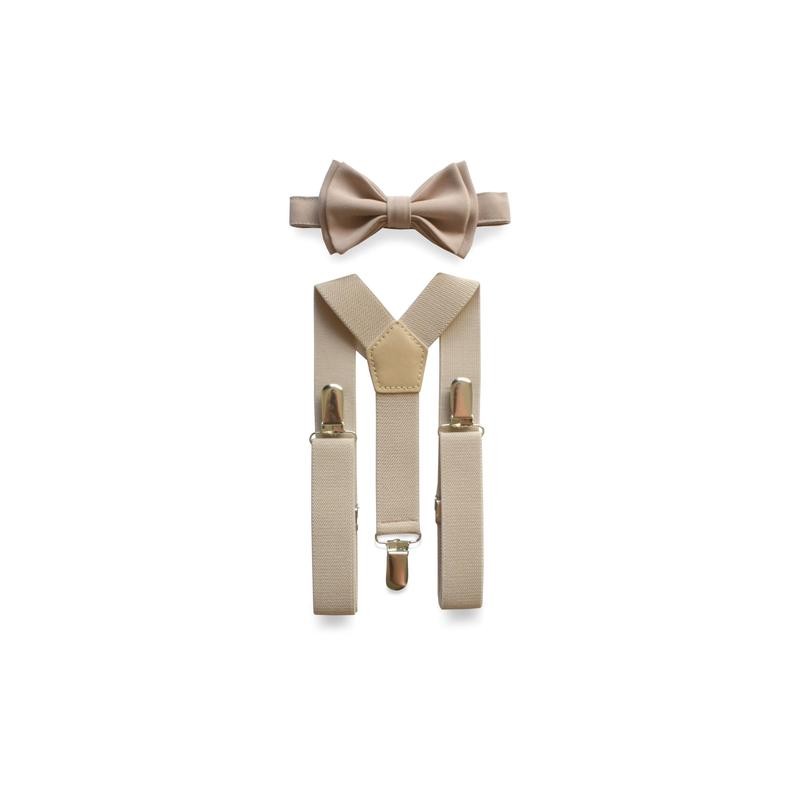 Beige Suspenders & Beige Bow Tie - Size: Adult (up