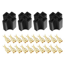 eMagTech 4 Sets Car Relay Plug Holder 6.3mm Terminals for 4 Pin 5 Pin Relay 10A 12V/24V Car Relay Socket Base Plug Replacement Parts