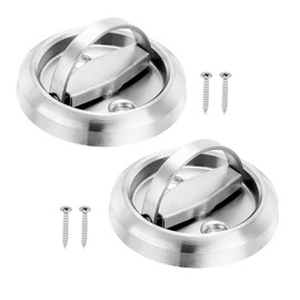 PATIKIL Recessed Door Handles, 2 Pcs Round Flush Pulls Stainless Steel Furniture Locks Hidden Embedded Fireproof Door Furniture Pull Silver