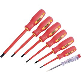 AMK® Draper Fully Insulated Screwdriver Set 7 Piece VDE Approved Up to 1000V AC Electrical Safety Tested