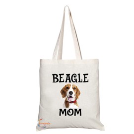 Coralgraph TB589 BEAGLE MOM Novelty Present Gift Printed Eco-Friendly Stylish Long Handled Tote Shoulder Bag